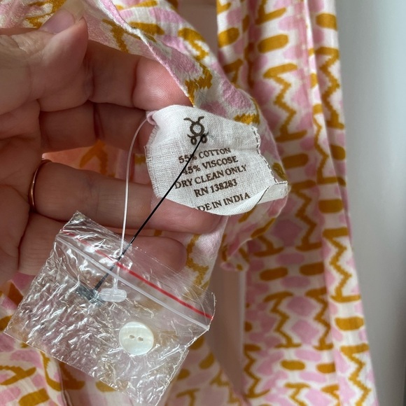 Figure Lamu Shirt in Kenyan Mosaic Pink Gold Sequin Button Down Top - Picture 10 of 11